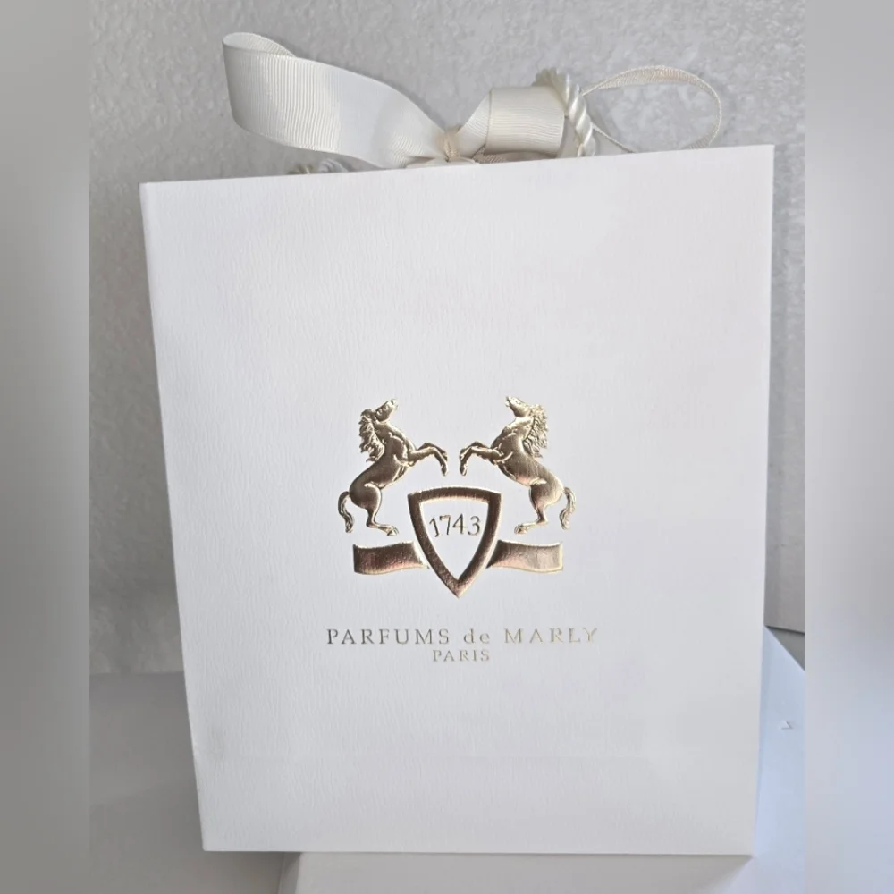 Parfums de Marly White and Gold Gift Bag.